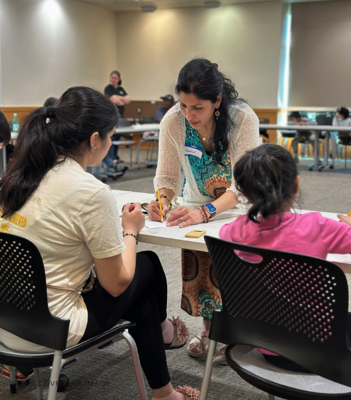 Rashmi Rao leading a creative workshop with students