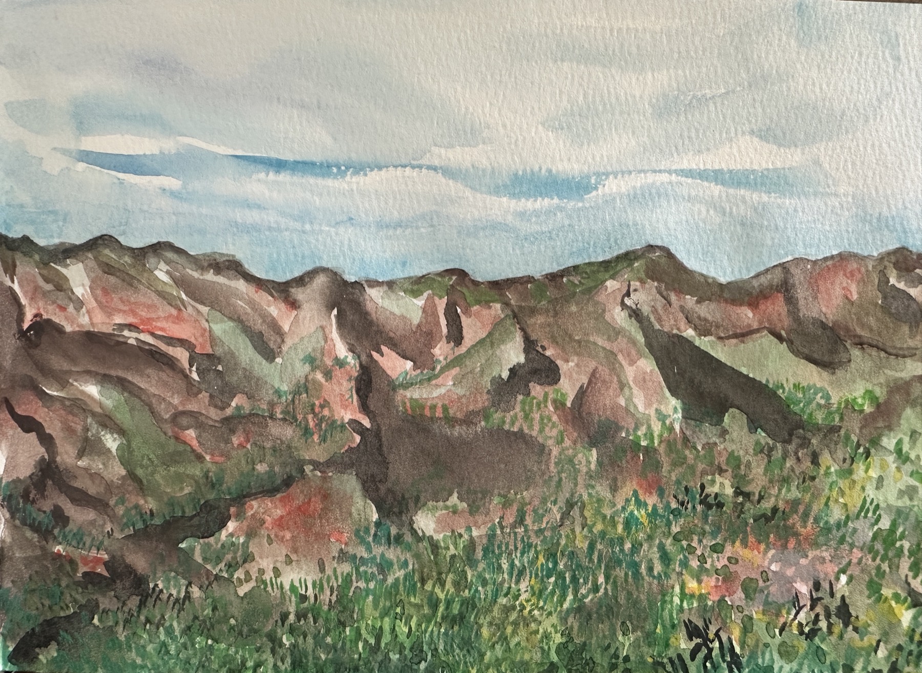 Watercolor mountain landscape